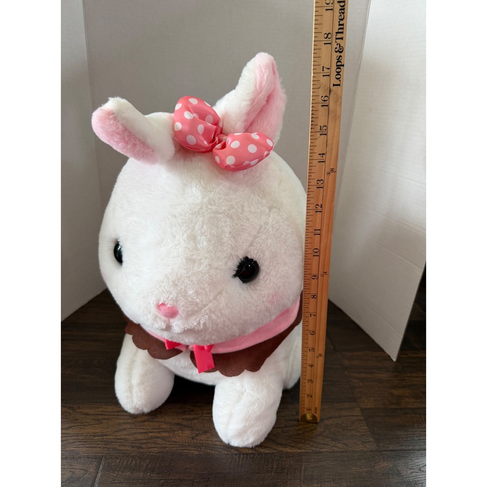 Amuse Usagi no Chiffon Chocolat Bunny Kids White Pink‎ Polka Dot Bow Plush Japan